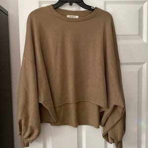 [Zenana] Drop Sleeve High-Low Cropped Sweatshirt XL